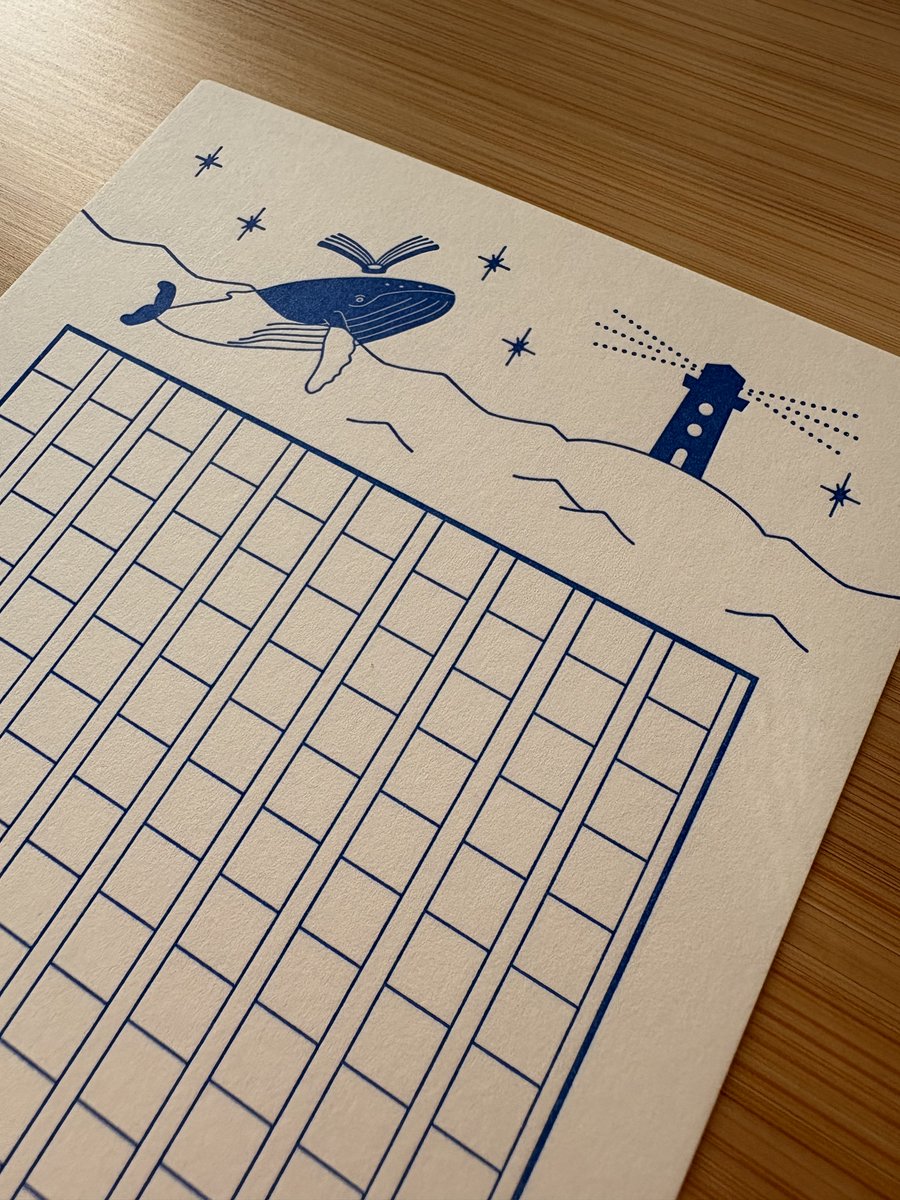 本日最終日です！
活版TOKYO
<a href="/kappan_tokyo/">活版TOKYO｜ご来場ありがとうございました😊</a>
神保町三井ビルディング・テラススクエア
11時〜17時
ほしおは神保町三井ビルディングの方にいます！

🌟新作情報🌟
本日、140字原稿用紙罫ポストカード・クジラの発売です！
140字のマス目のポストカード。お手紙はもちろん自作の140字小説を書いても！