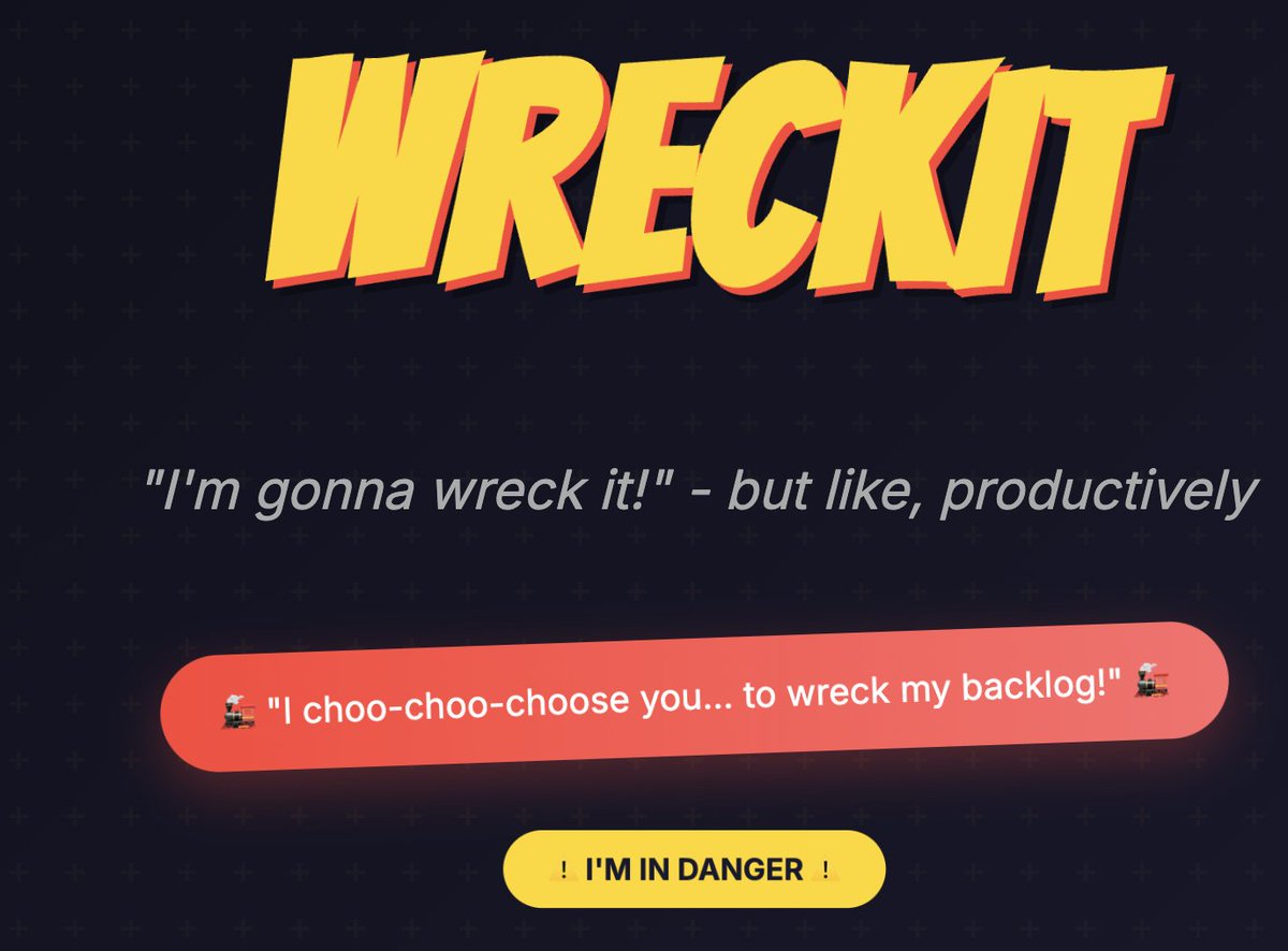 Wreckit landing UI