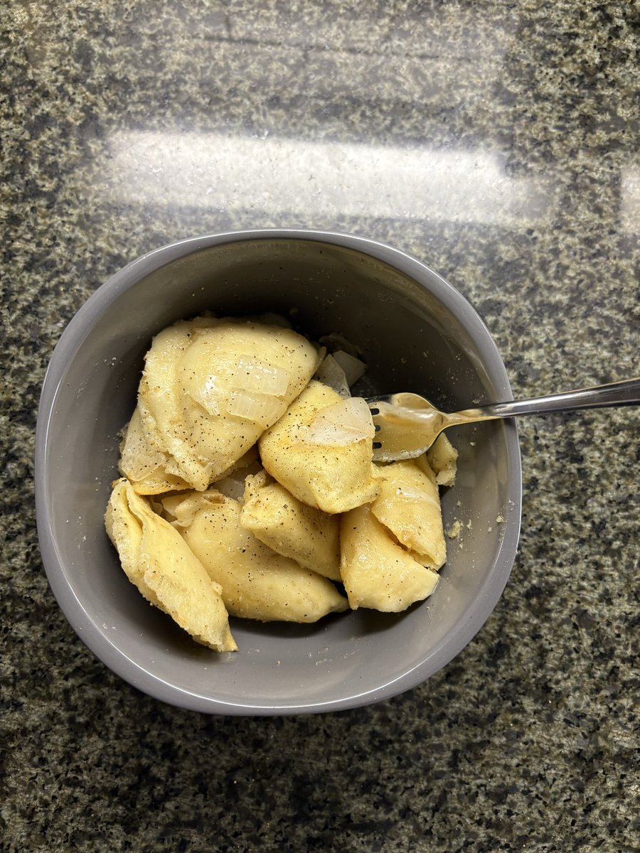 pushdraws's tweet image. Homemade pierogies from the Mrs. 🍻