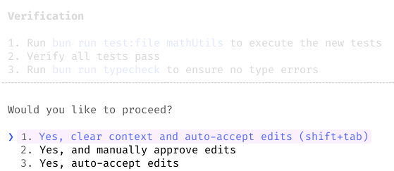 Plan acceptance options