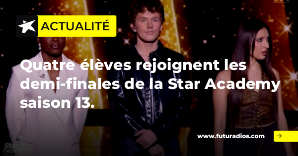 futuradios's tweet photo. La "Star Academy" saison 13 énonce ses demi-finalistes : après les performances de Laura Pausini, Pascal Obispo et Adèle Castillon, quatre élèves rejoignent Léa en luttant pour la victoire. 🔗 https://t.co/SwyajsRC6S #actu https://t.co/JAsBdtDc9s