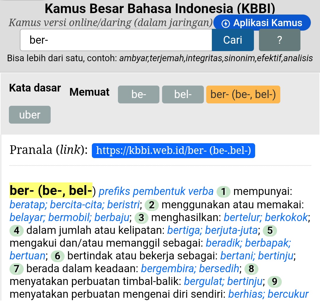taintedsonnet's tweet image. siapa baru tau di kbbi bisa cari makna imbuhan? aku 😆