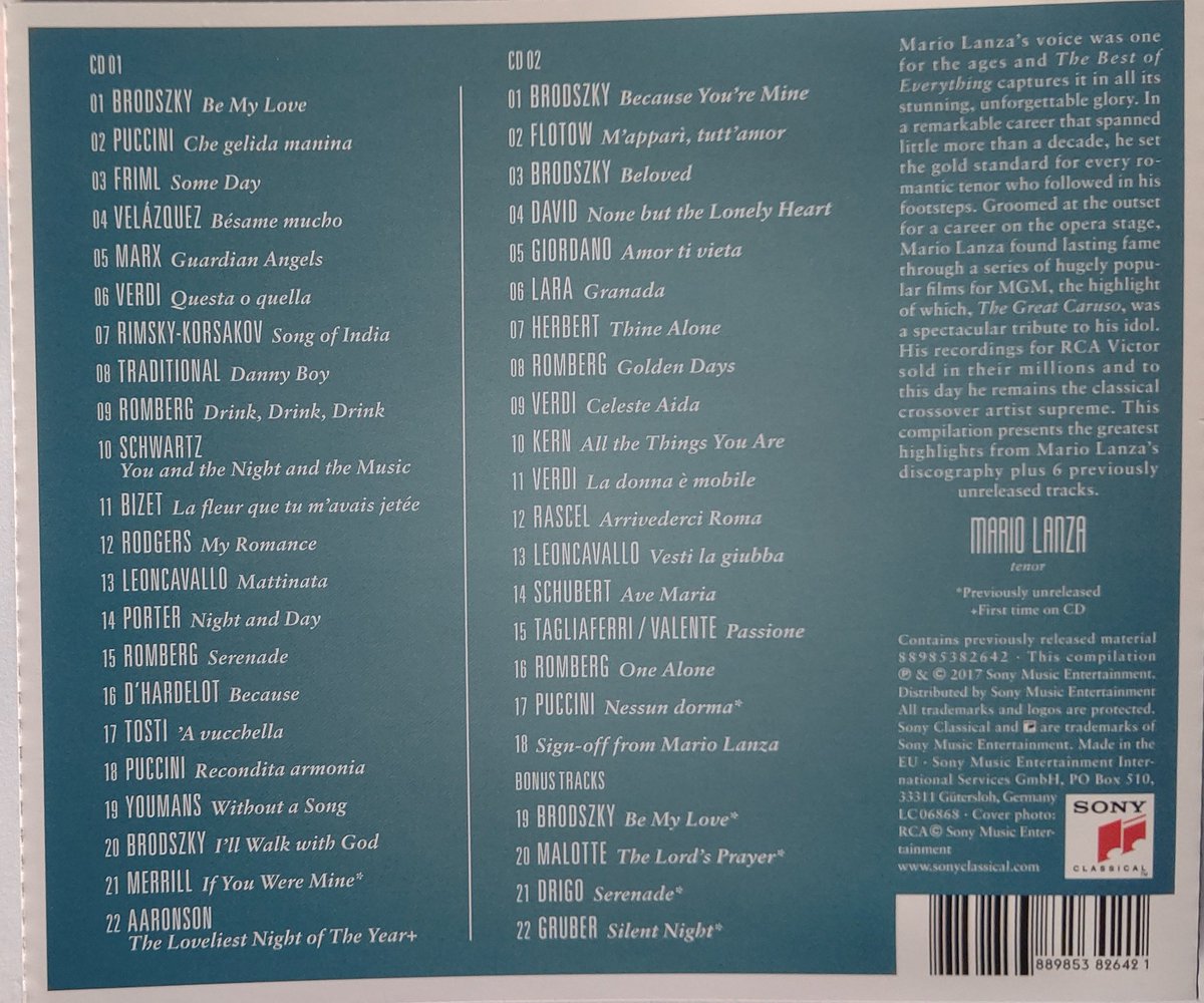 エルヴィスにも強い影響を与えた今で言うクラシカルクロスオーバーのマリオ・ランツァ(ランザ)のこの1950年🇺🇸1位も昔好きだったのを最近聴き直しましたね…

でも彼の単独の🇯🇵盤CDは2002年まで未発売な上に海外盤に比べると極端に少ないですね😔

Mario Lanza - Be My Love
youtube.com/watch?v=EQz1Mc…