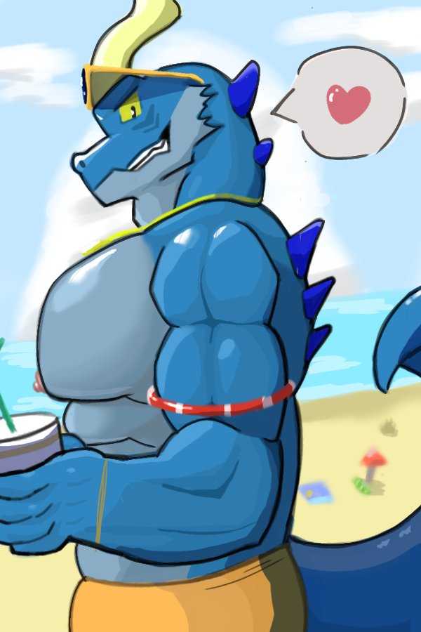 海辺のドラゴン
#furryartwork #ケモノ