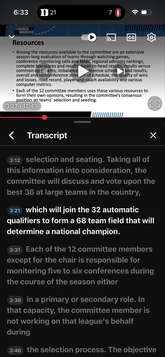 SWHbrackets's tweet image. The official NCAA resources YouTube channel had published a video for that second year in a row states that there are 32 Automatic Qualifiers and 36 At Large Teams.

I don’t understand the point of posting the same video with a different year in the title every year