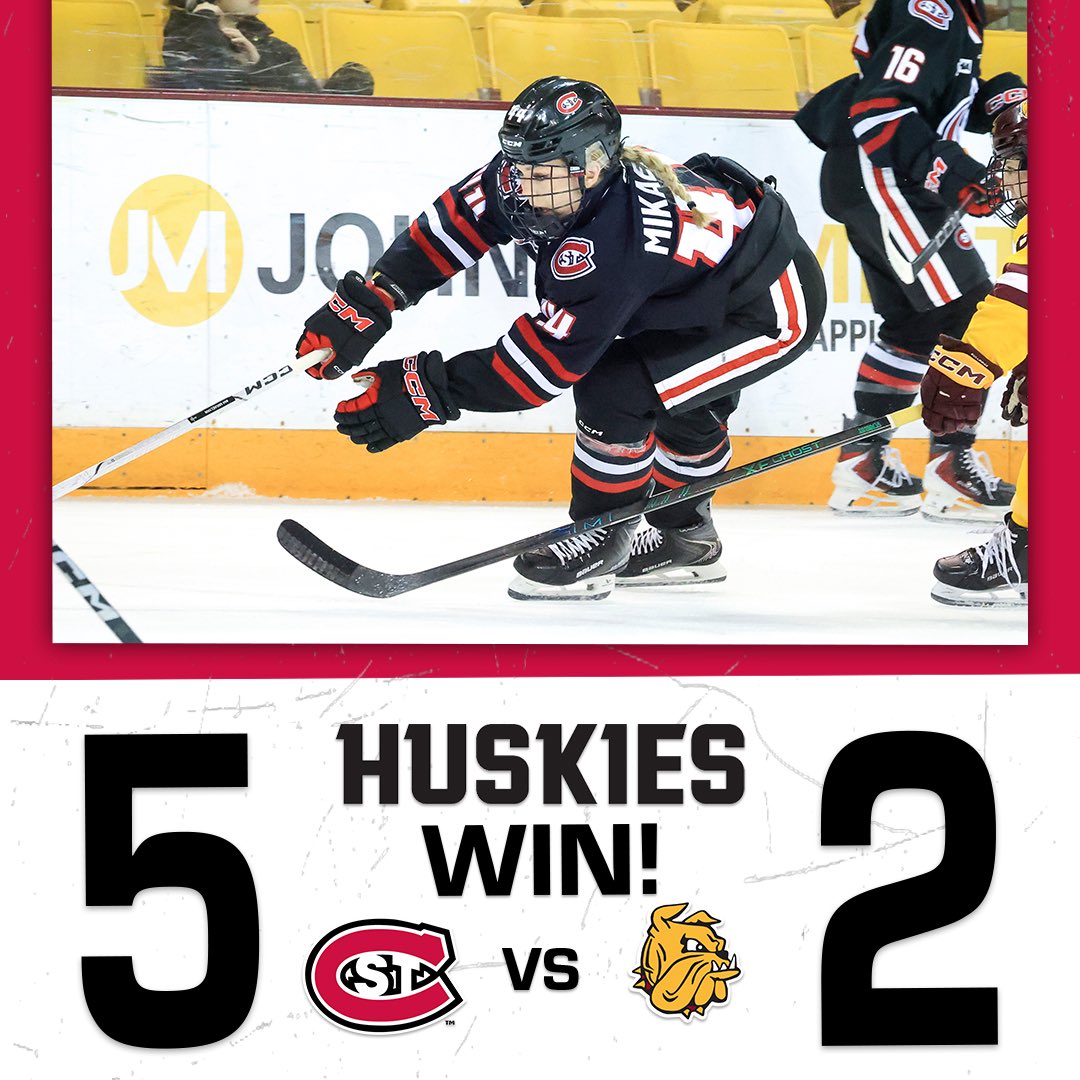 𝐓𝐎𝐏 𝐃𝐀𝐖𝐆𝐒 😤

Huskies take down #8 Minnesota Duluth State on the road behind 2️⃣ goals from 𝐌𝐚𝐫𝐢𝐚 𝐌𝐢𝐤𝐚𝐞𝐥𝐲𝐚𝐧 and a 3️⃣7️⃣ save performance from 𝐄𝐦𝐢𝐥𝐢𝐚 𝐊𝐲𝐫𝐤𝐤𝐨̈‼️

#HuskyHockey 🏒 | #GoHuskies 🐾