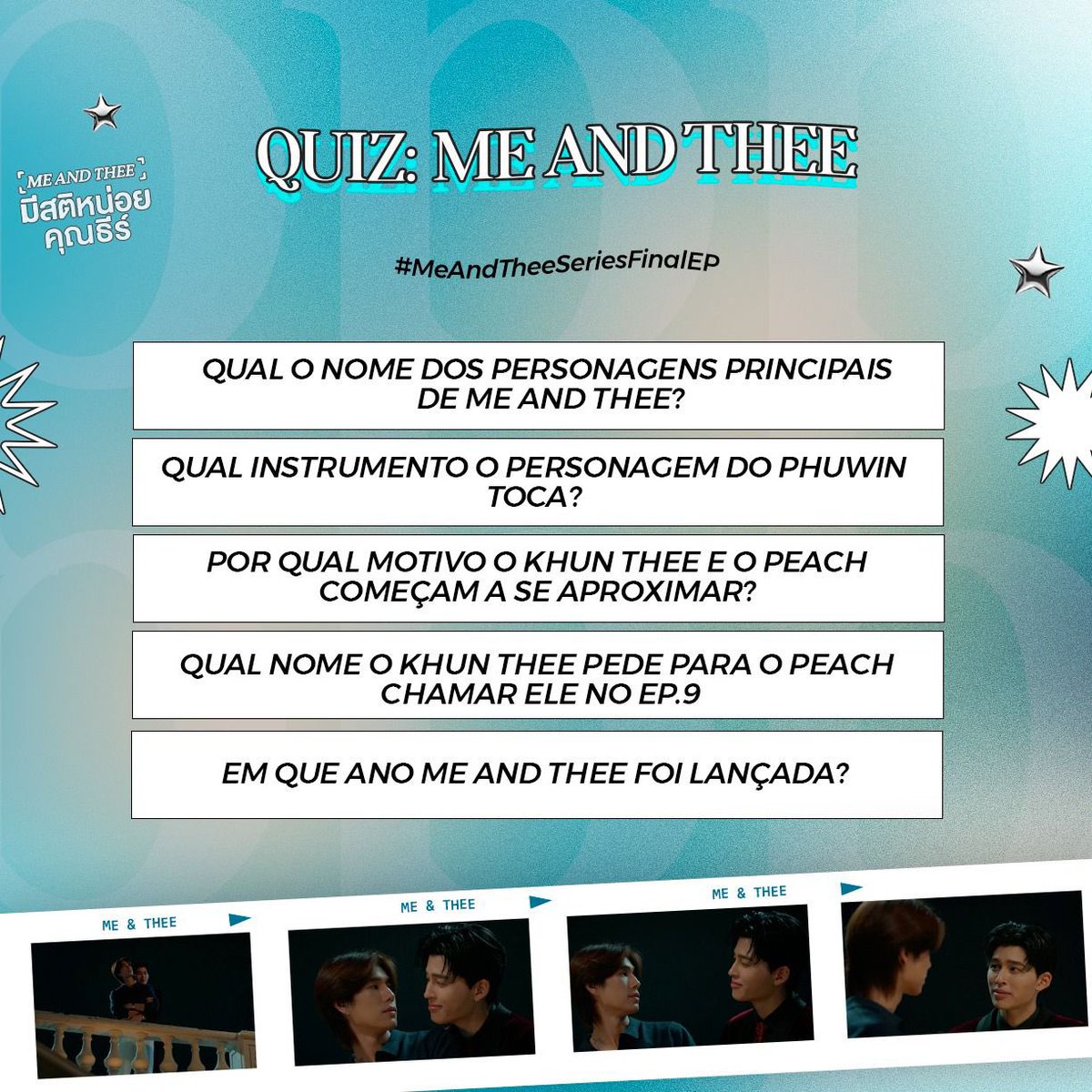 BRNarawins's tweet image. Quiz Me And Thee | Impulsionar a Hashtag #MeAndTheeSeriesFinalEP 

Vamos impulsionar a nossa tag de forma estratégica e inteligente para garantir presença nos Trending Topics!

💡 Como postar corretamente:
✔ Respondam todas as perguntas dos boosters da imagem.
✔ Usem com a…