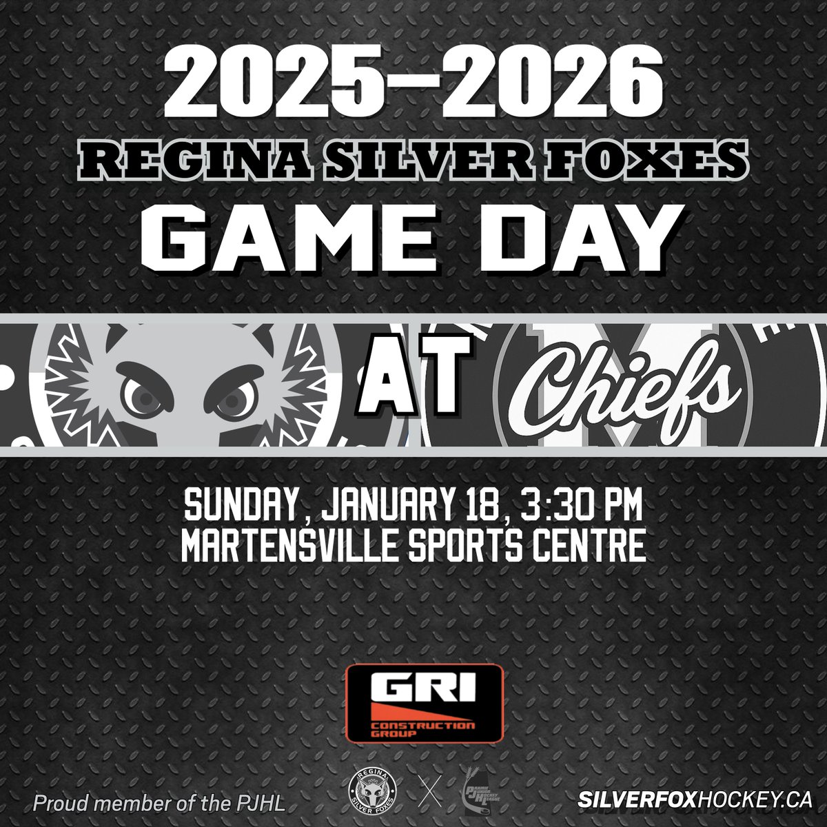 🦊SILVER FOXES GAME DAY🦊

The Foxes face the Chiefs in Martensville in a Sunday afternoon contest.

🏒 - Puck drops at 3:30 PM
📍- Martensville Sports Centre