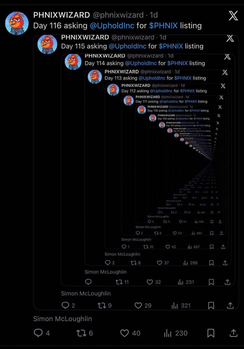 Day 117 asking <a href="/UpholdInc/">Uphold</a> for $PHNIX listing