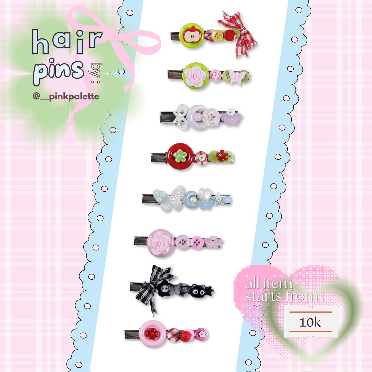 __pinkpalette's tweet image. [Open PO] 
Button Hair Pins ♡

📎 s.shopee.co.id/9Kbsyt3dq1

⋮ ⌗ ┆ Various size &amp;amp; colours

The price starts from 10k