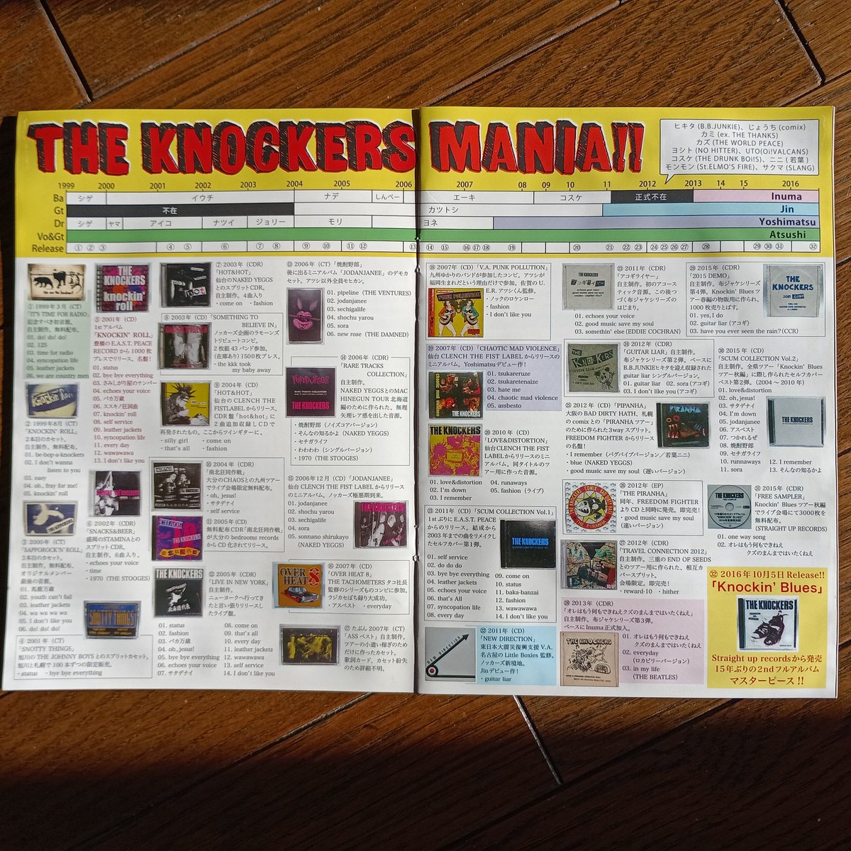 2ndのノッキンブルース、3rdのノッキンソウル、とこのSCUM COLLECTIONで、ライブでやる曲は網羅できます。昔チェリータイムスで作ってくれた2016までのノッカーズ年表と見比べると面白いす(マニア向け笑)

名もないツアー初日の1/26から物販に並べます。うちの子たちをよろしくお願いします😗