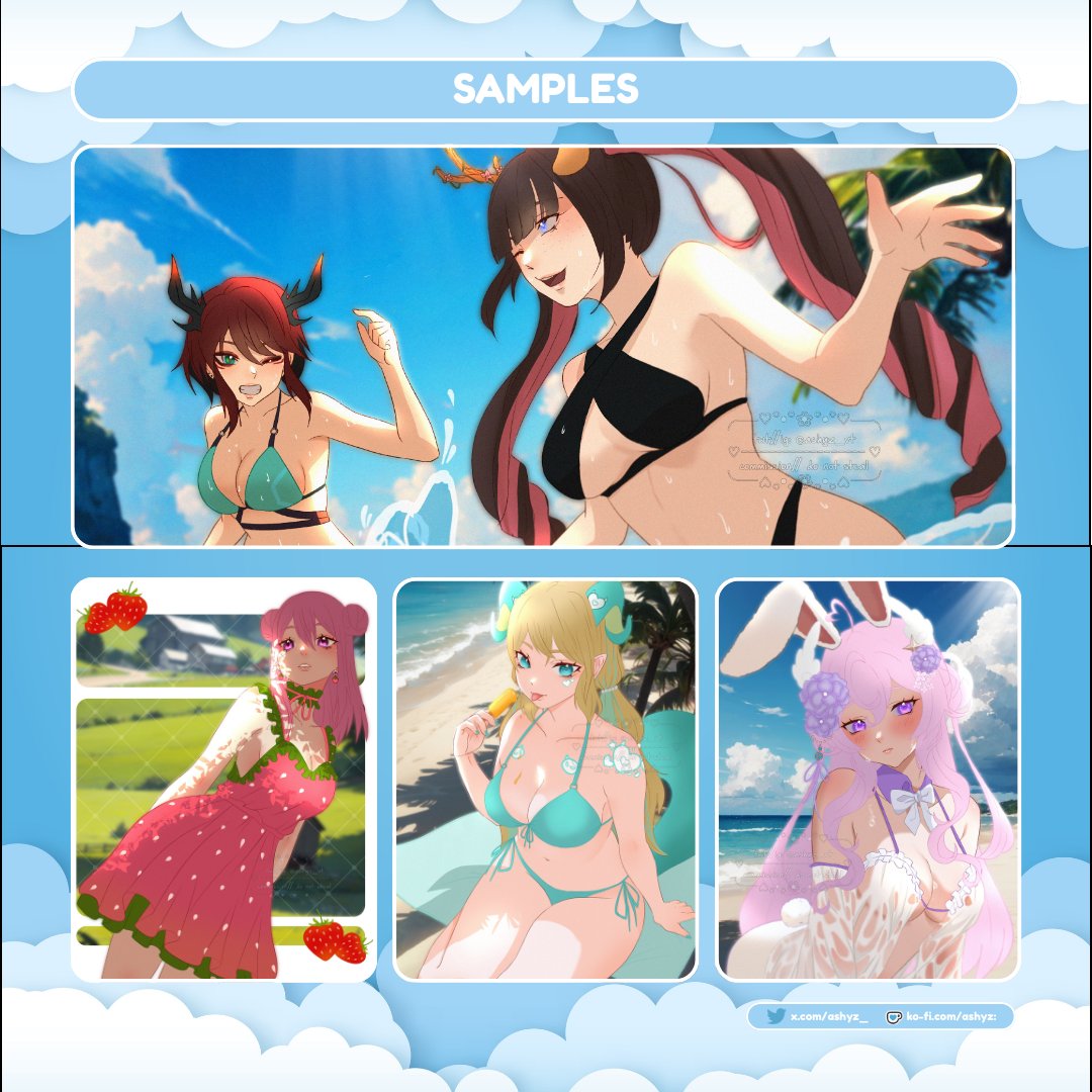 ☁️°🤍COMMISSION SHEET🤍°•°☁️

🌥️┆ko-fi.com/ashyz
⭐┆Portfolio: behance.net/ashyz

☁️┆Feel free to DM me if you’re interested!
🐇┆RTs are appreciated!

[#kofi #Commission #ArtCommission #VTuberEN #art #VTuberUprising #commissionart #YCH #Vtuber #VTuberAssets]