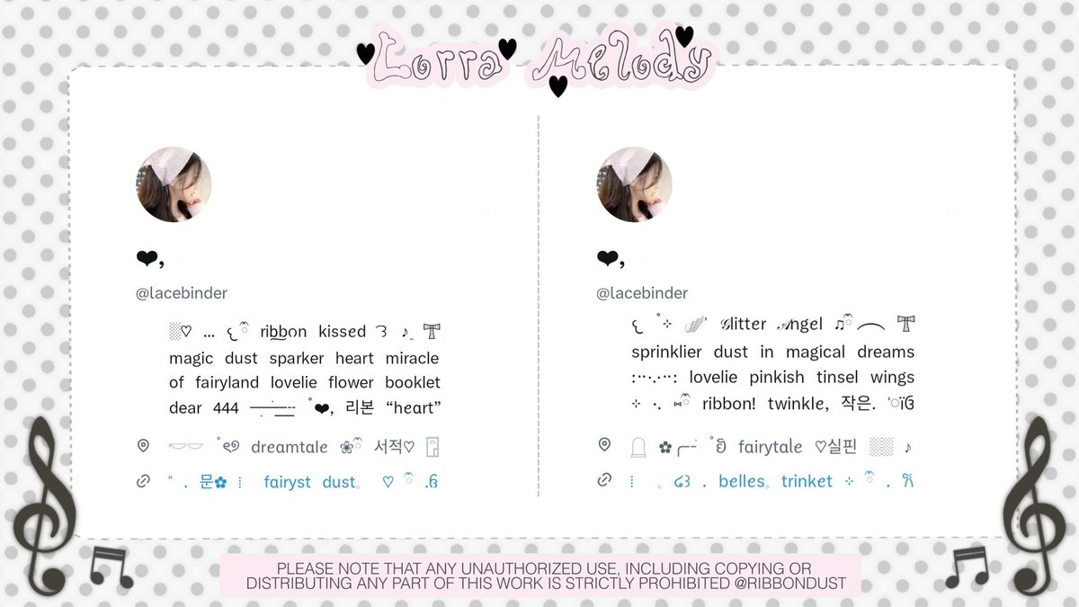 ribbondust's tweet image. ⠀
░͟𝄞 ֵ𓂂⠀⏐ ...  #zonauang ⠀♡
꒰⠀reposts⠀are⠀cherished!⠀꒱

⠀⠀𝚍𝚎𝚊𝚛, 𝚊𝚗𝚐𝚎𝚕𝚜! ᣞ🪽ʾ⠀𓂂⠀♪
⠀⠀08  profile  set up  wordings  available
⠀⠀for  purchase  thru  dm  @  ribbondust
⠀⠀kindly  mention  after  dm,  ’mkay?  𖣁

♬♥︎  check details in ALT.
⠀