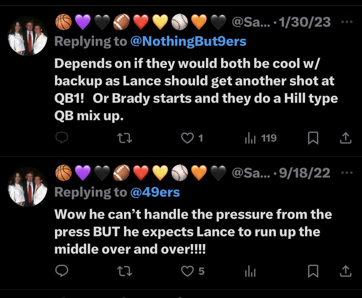 49erCarlos's tweet photo. These Treysexuals #Fakeful never fail @ninersyoubitch ๐any time you see some shit like this, go to their profile and search Lance https://t.co/pQol026tlX