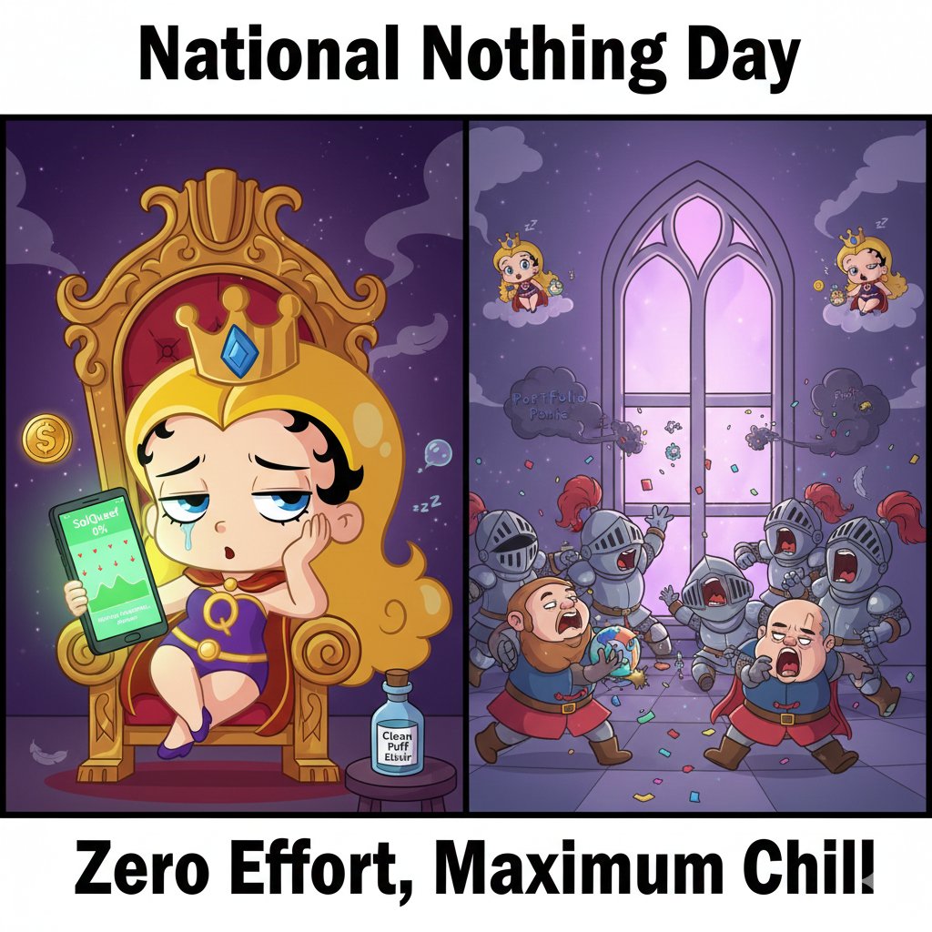 Tazertronofweb3's tweet image. The Queen does absolutely nothing... and the realm loses its mind.

Guardians yawning, emissions fizzling, chart flat as her vibe.

National Nothing Day supremacy.
@SolQueef 👑

@Unusual_Sammie
@0xCAx 

Come join in the fun.