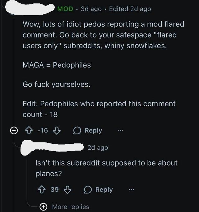 reddit_lies's tweet image. Moderator crashes out. Comments are the voice of reason.