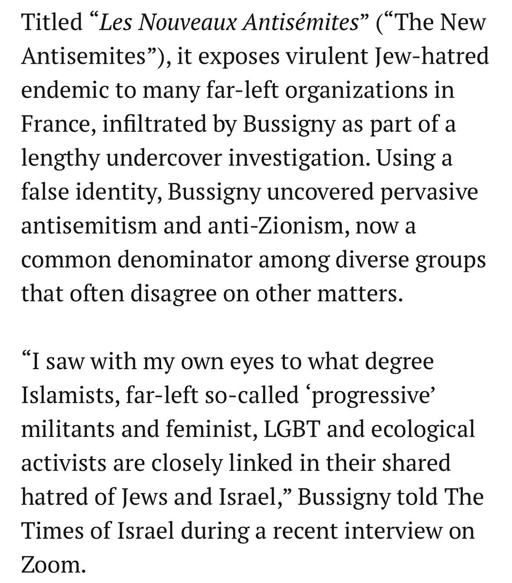 A French journalist who happens to be half-Arab went undercover among anti-Israel activists for a year, then wrote a book about it. 

She described how Islamists and the far-left have joined forces based on a shared hatred of Jews and Israel. 

timesofisrael.com/an-undercover-…