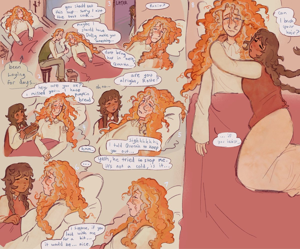 Rosie tries to hide it but sometimes her complete repression of emotions backfires on her and she just becomes overwhelmed with sadness and is unable to function for a few weeks… Dolly is too nosy for this to stay a secret very long though