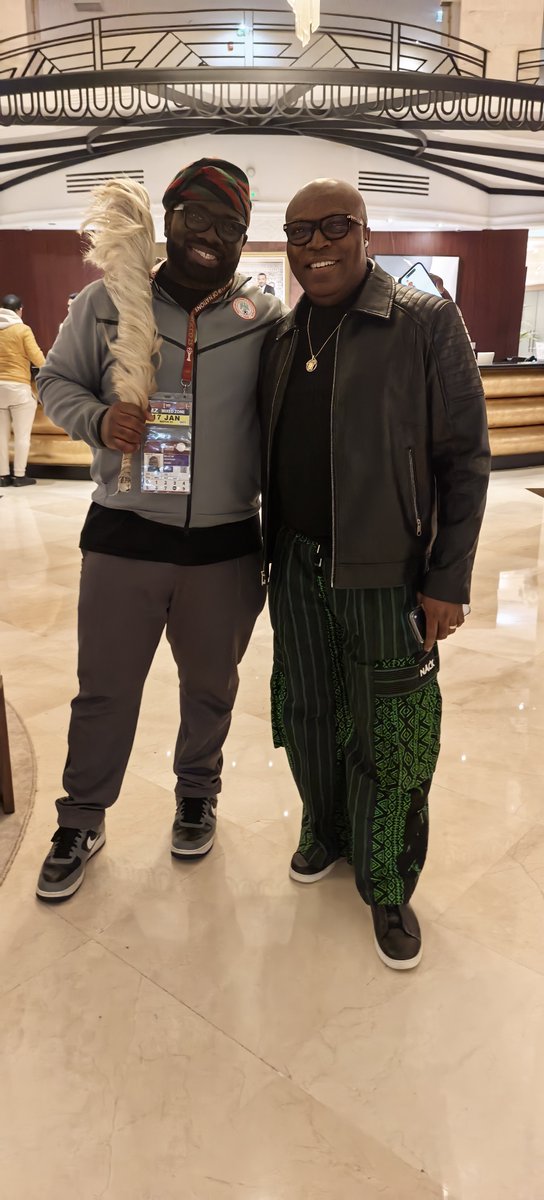 Sir_JayOfficial's tweet photo. With local man @KelechiAFC in Casablanca for the @SuperEaglesNFF victory https://t.co/k3fE6CV6gs