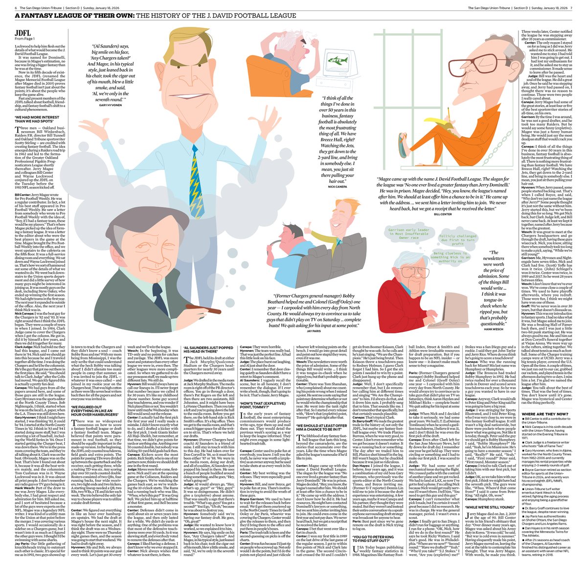 In Sunday's Union-Tribune <a href="/sdut/">The San Diego Union-Tribune</a>, a entertaining in-depth look into the history of a long-running fantasy football team. Story by <a href="/UTEddieBrown/">Eddie C. Brown III</a> / Illustration by Chris Morris.