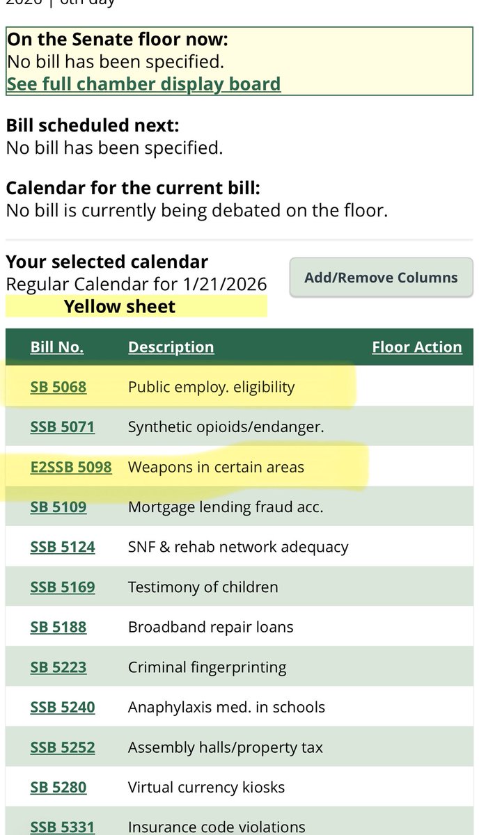 juliecbarrett's tweet image. WA’s SB 5068 that allows NON citizens to be LEOs and prosecutors is #1 on the senate floor calendar - could get a vote next week. 

Also noteworthy: #3 on the floor calendar is SB 5098 which adds a bunch of places to the list where firearms are used prohibited. 

2026 legislative…