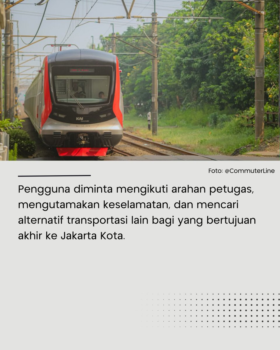 SINDOnews's tweet photo. Perjalanan KRL Commuter Line lintas Bogor dan Nambo mengalami penyesuaian rute pada Minggu pagi (18/1/2026) akibat genangan air di Stasiun Jakarta Kota.
Baca Selengkapnya di
https://t.co/Wp6Gsp2wzP
#CommuterLine #StasiunJakartaKota #JakartaBanjir #InfoKRL #KAI #KAICOMMUTER #SINDONews