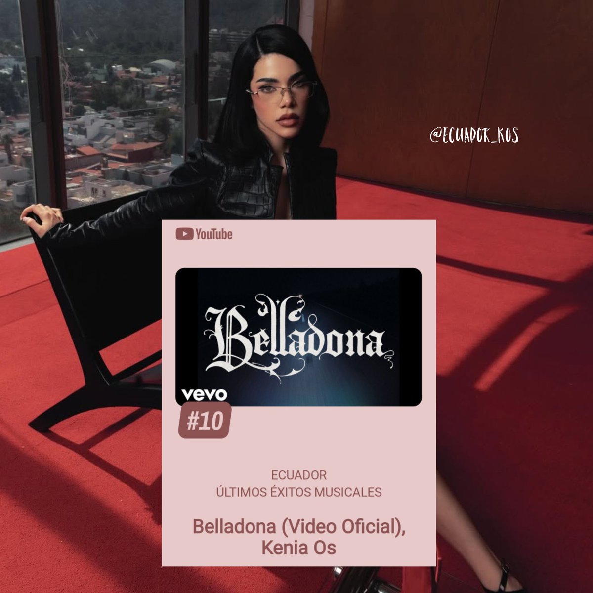 Ecuador_KOS's tweet image. Apple Music Ecuador - Top Videos: 
#9. "Belladona" (=) *Peak #6*
#18. "Belladona (Video Oficial)" (+14) *NP* 

Youtube Ecuador - Tendencias Musicales:
#10. "Belladona" (+3) *NP*

@KeniaOs 🇪🇨🇲🇽👑