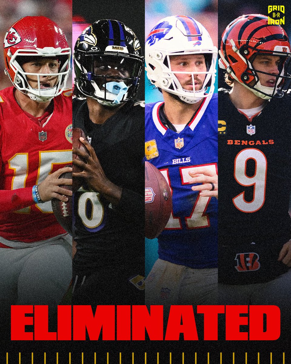 brgridiron's tweet image. ❌ Mahomes
❌ Lamar
❌ Allen
❌ Burrow

The Big 4 in the AFC are all out