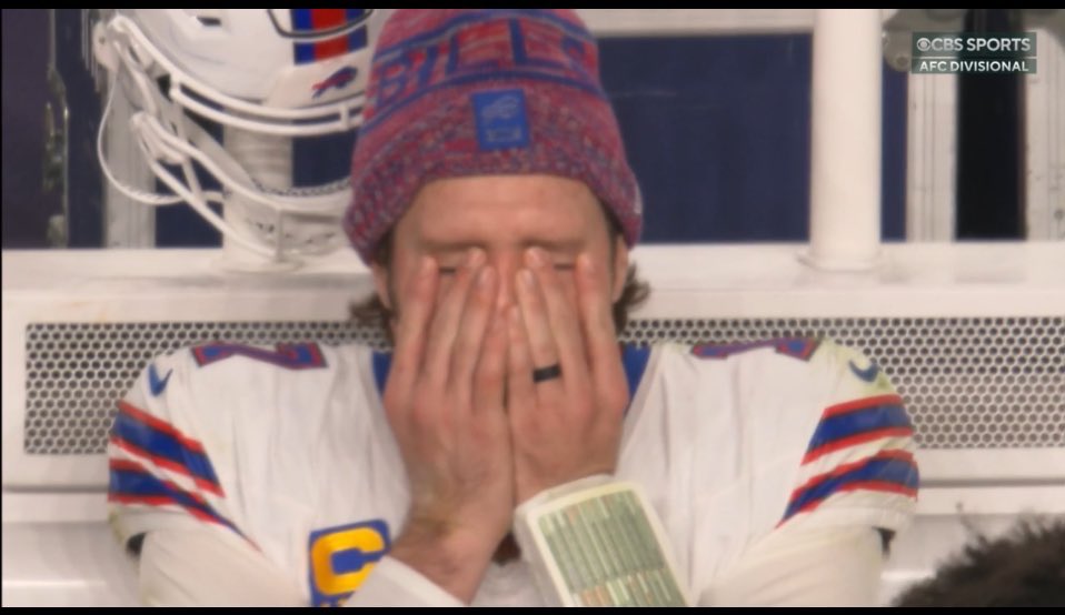 JOSH ALLEN HAD 4 TURNOVERS WITH A TOP TIER OFFENSIVE LINE, BEST RB OF THE YEAR 

NO LAMAR JACKSON, PATRICK MAHOMES, JOE BURROW STANDING IN HIS WAY 

CANT EVEN MAKE THE AFC CHAMPIONSHIP AND IS 0-7 IN OVERTIME 

THE BUFFALO BILLS ARE NEVER WINNING A SUPERBOWL!!!!!