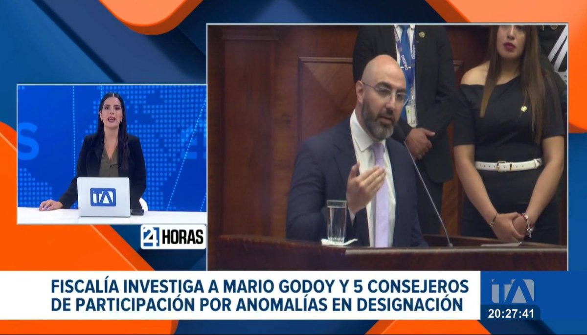 lahistoriaec's tweet image. Ya nos despertamos. La @FiscaliaEcuador  abrió indagación en contra del presidente del @CJudicaturaEc, Mario Godoy, y de los cinco consejeros del @CpccsEc que lo designaron. Se investiga anomalías en su nombramiento. Captura de @teleamazonasec