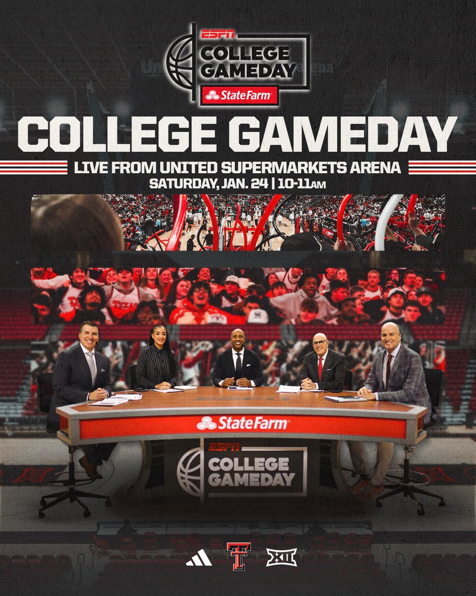 TexasTechMBB's tweet image. For the first time since 2018...

ESPN's @CollegeGameday is making its first stop of the season in Lubbock ‼️