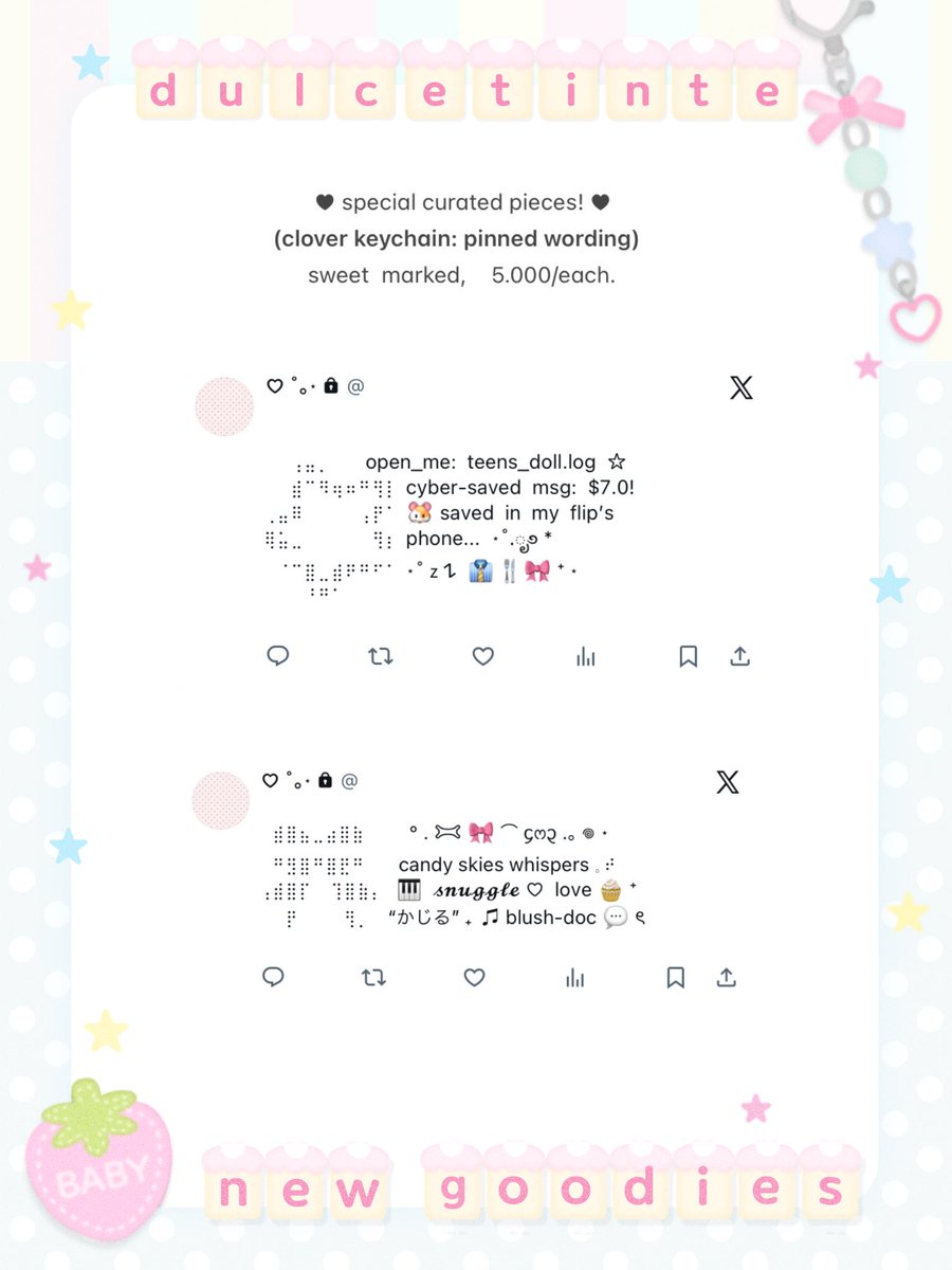 dulcetinte's tweet image. help rt/repost? much appreciated. ♡
t. #zonauang #zonaba #zonajajan

hmlo!  surat  terbuka  untuk  penggemar-wording:  dulcetinte  ada  ready  stock  pin  pinned wording.  ;33 ☆ 🌲🪽 hanya 5k/each,  get yours by knocking &amp;lt; my dm or t.ele!  &amp;gt; 🎀 ੭  ̊