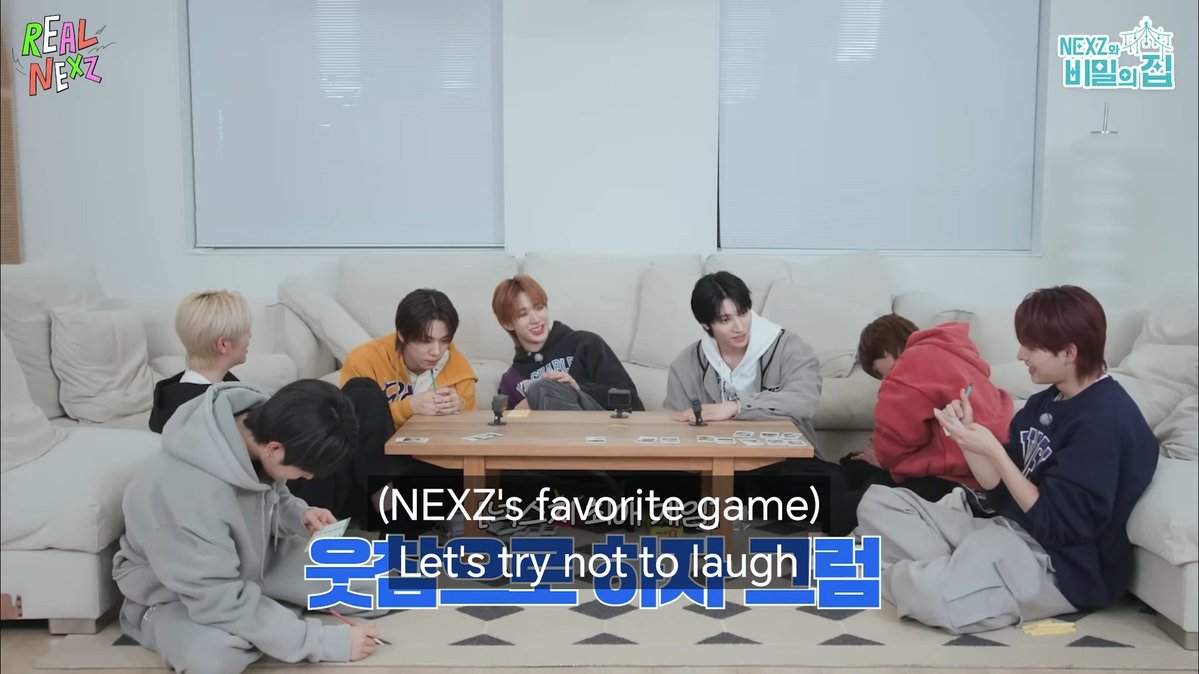yuharuism's tweet image. it's funny how everytime nexz mentioned try not to laugh challenge, the screen shows hyui smiling knowing well he's at risk 😭