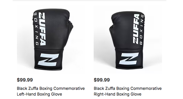 jedigoodman's tweet image. Get your Zuffa Boxing Commemorative Left-Hand Boxing Glove for $99.99. Get your Commemorative Right-Hand Boxing Glove for another $99.99.