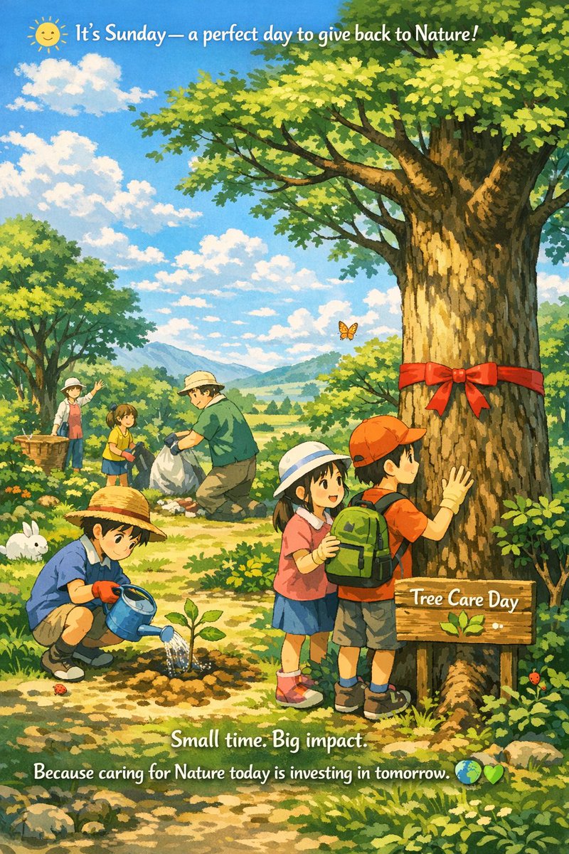 prabhatmisra's tweet image. 🌞 It’s Sunday — a perfect day to give back to Nature. 🌿

⌚ Take just 10 minutes to serve the trees that serve us every day.

🌱 Organise a Tree Care Day or Nature Care Day:
💧 Water a sapling
🧹 Clean a green patch
🤲 Protect what protects us
🎀 Tie a red tape on a tree trunk…