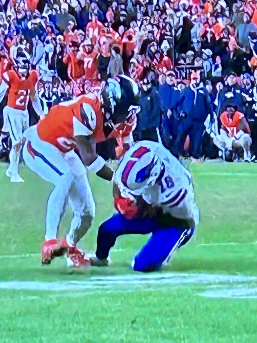 BrettBrooks41's tweet image. Three different camera angles
All showing receiver with possession of the ball , knee on the ground being touched by the defender.  End of play.

The NFL screwed Buffalo .