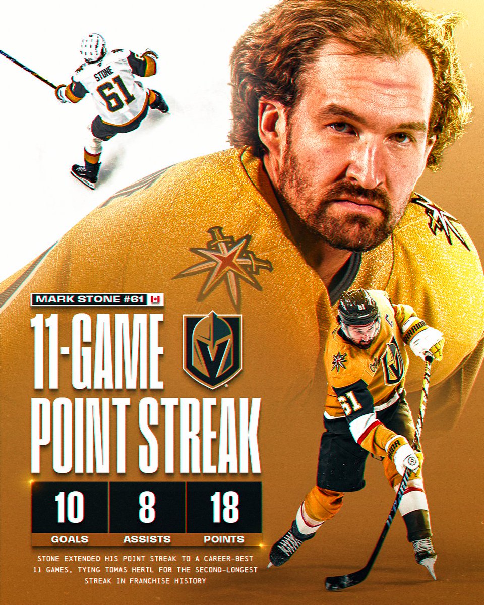 NHL's tweet image. Mark Stone has been unreal lately ⚔️

He now finds himself on a career best 11-game point streak!