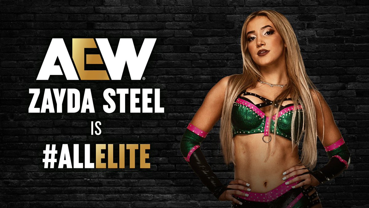 TonyKhan's tweet image. She put up a great fight in her AEW debut match on #AEWCollision tonight, and now it’s official:
@ZaydaSteel is All Elite!