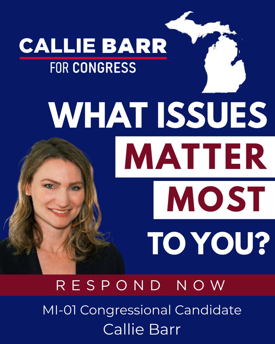 CallieMBarr's tweet photo. Jack Bergman hasn't held a town hall in 8 years. We need a representative in MI01 that LISTENS to our concerns.
I want to hear from you! What issues matter most to you?
#MI01 #concerns #callieforcongress #Affordablelife #whatmattersmost #ShareYourStory https://t.co/pWXe6CpsYt