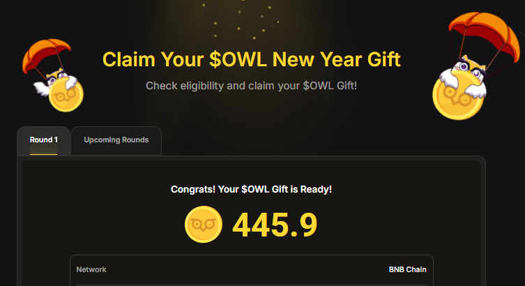 #エアドロ 小市民のおこづかい帳（その70）
#OwltoFinance
日常使いだけで貰えました🥰
445.9 $OWL ＝ $45
請求はこちらから👇
claim.owlto.finance