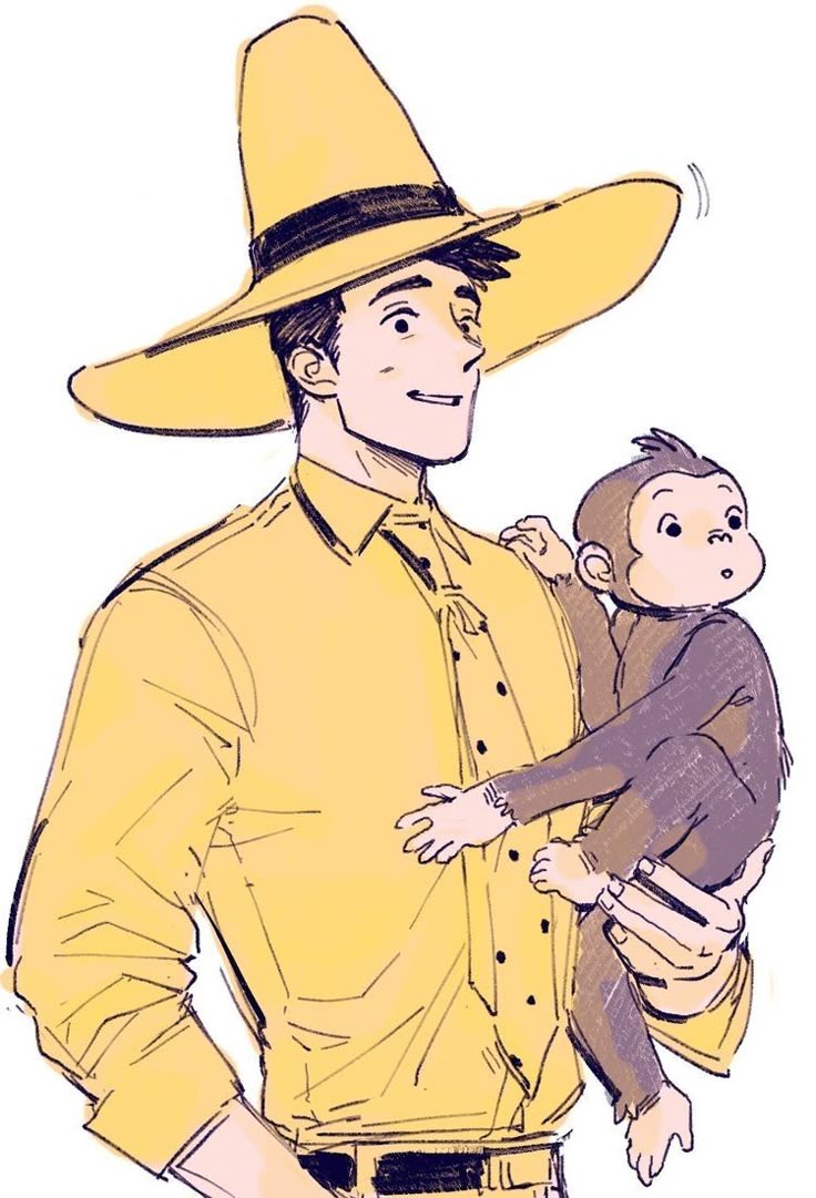 tacticaltinie's tweet image. Curious george regressor and man in the yellow hat caregiver !!
