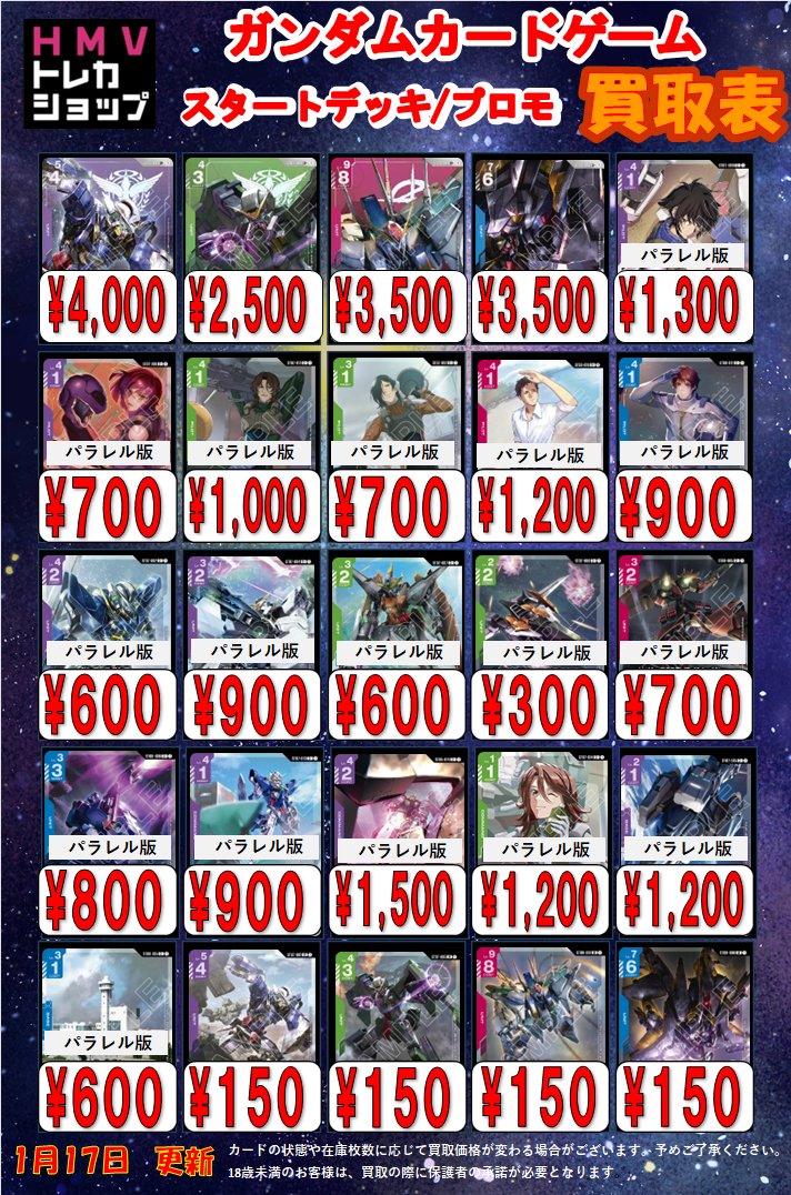 ガンダムカードゲーム】 最新作「ST07」と「ST08」の買取表を作成しま