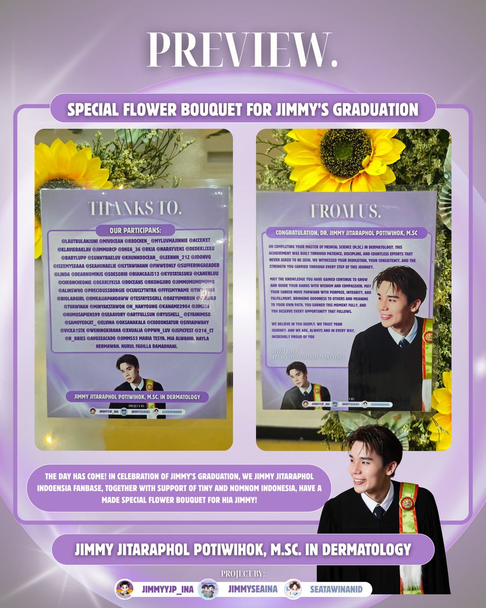Jimmyyjp_INA's tweet image. —𖤐⭒🎓 ⭑ 𝐂𝐎𝐍𝐆𝐑𝐀𝐃𝐔𝐀𝐓𝐈𝐎𝐍𝐒 𝐉𝐈𝐌𝐌𝐘 𝐅𝐑𝐎𝐌 𝐈𝐍𝐃𝐎𝐍𝐄𝐒𝐈𝐀 .ᐟ 

We're glad to share that 180 cm standing floral display with 4-layer money cake for Jimmy has arrived beautifully, please take photos when you spot it 🌻

#JimmyGraduationDay
#jimmyyjp @jimmyyjp_