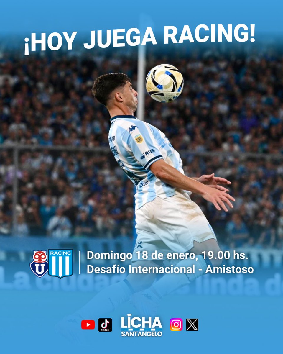lichasantangelo's tweet image. 🙌🏽 Último amistoso antes del debut! ✅

#Racing visita Chile para enfrentar a la U, en Concepción. 

Gustavo Costas trabaja la puesta a punto con el deseo de llegar bien al primer partido del Apertura ante Gimnasia. 

Vamos hoy, Acadé! 💪🏽

📺 Disney+