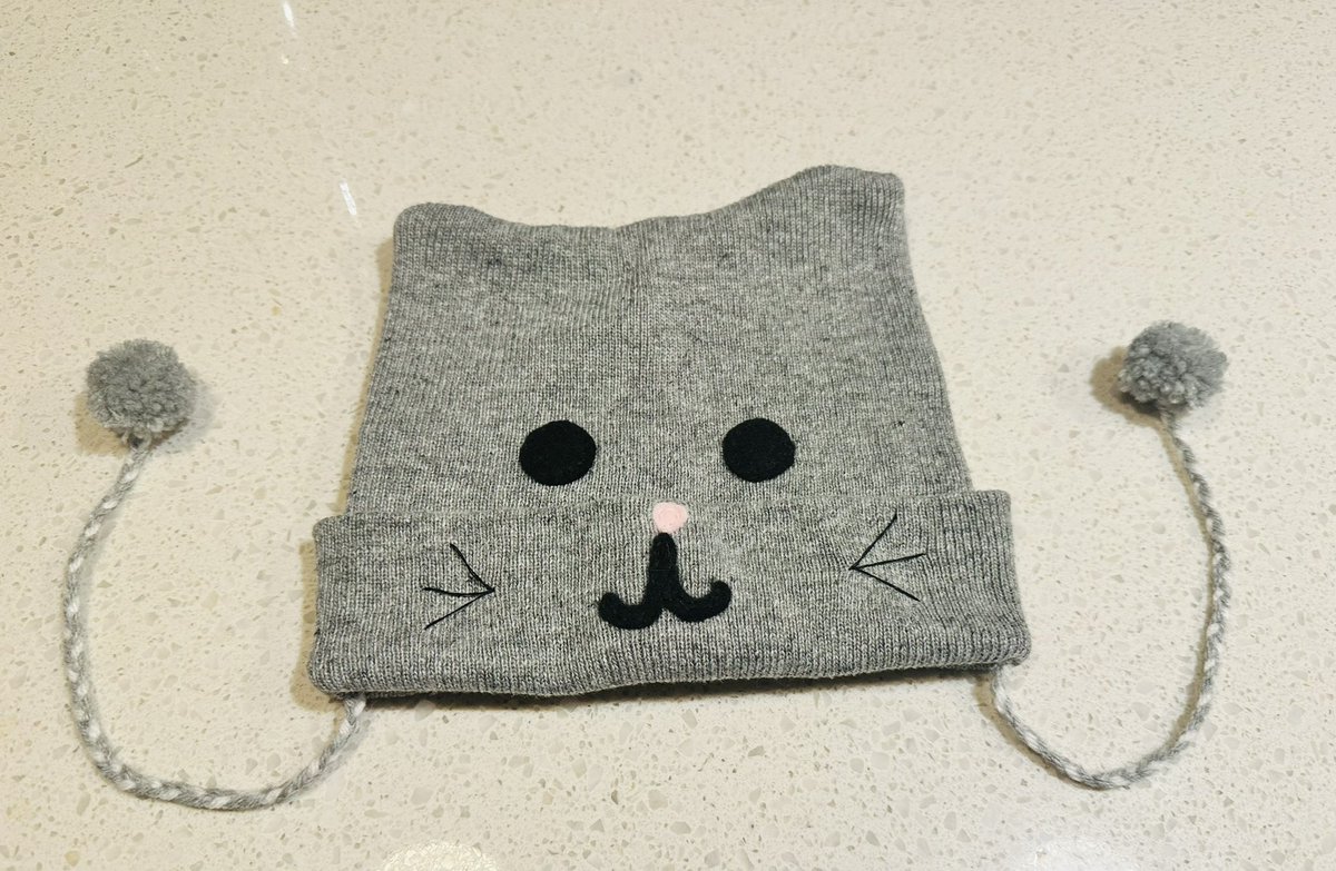 When your daughter asks you if you can make her a “cat beanie,” you simply… figure it out 

(Not perfect, but not bad for a first pass at it)