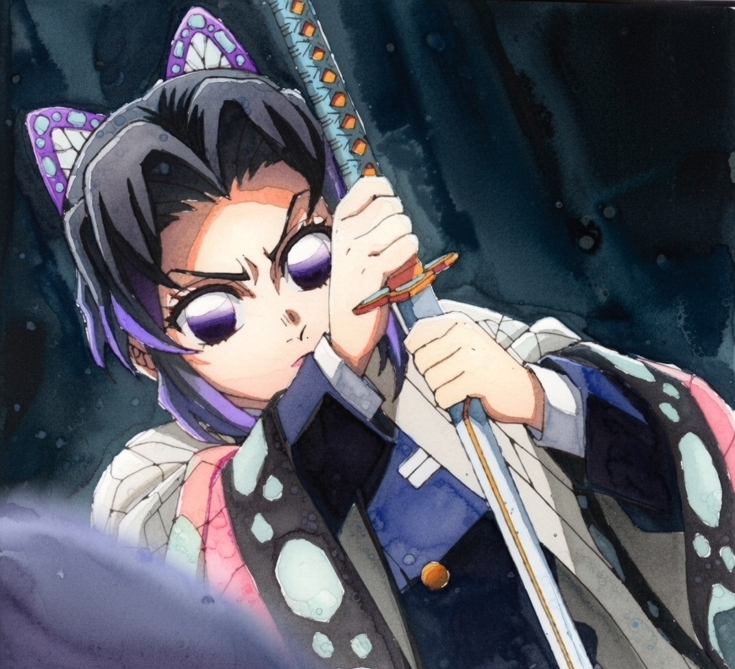 AIの水彩画感すご！！　
　#画像編集　#AIイラスト #鬼滅の刃 #胡蝶しのぶ