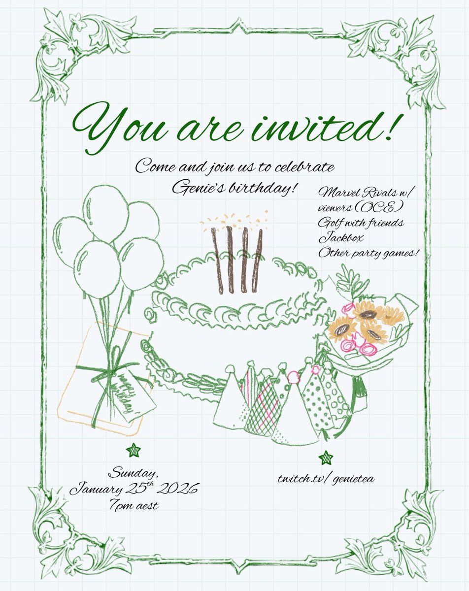 💚 STREAM SCHEDULE 💚

Will see whether I can do an extra expedition 33 stream but these ones are confirmed! 

🪴twitch.tv/genietea🪴