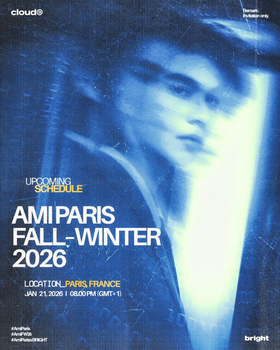 BrightJapanFC's tweet image. Paris Fashion Week 2026のAmi Paris ShowにBrightくんが参加します🇫🇷

🇫🇷⏰ 2026/1/21 8:00 PM
🇯🇵⏰ 2026/1/22 4:00 AM

#AmirParis 
#AmiFW26 
#AmiParisXBRIGHT 
#bbrightvc