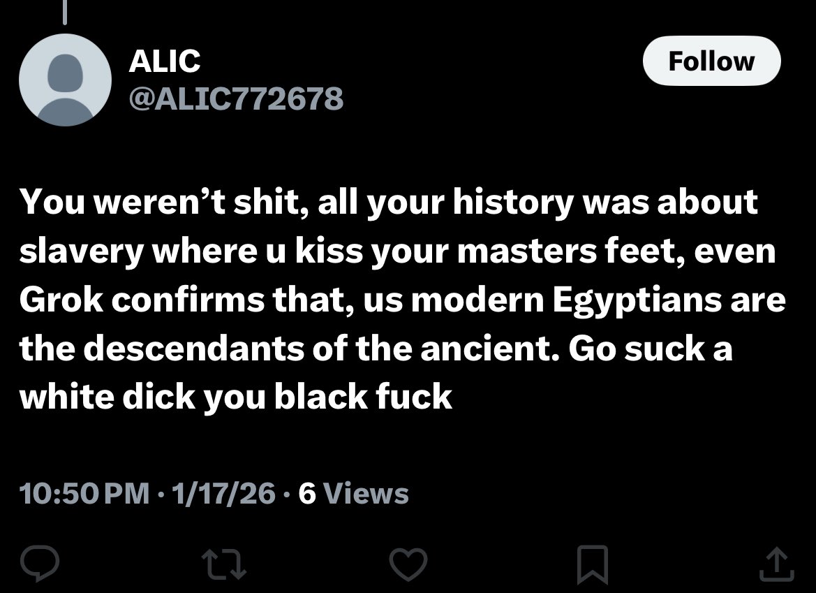 This is what happens when you’re a “modern Egyptian” Muslim.. your only identity and pride is larping as an ancient Egyptian because your country is now the third world. you grift off its history because u have no future  🐒☪️