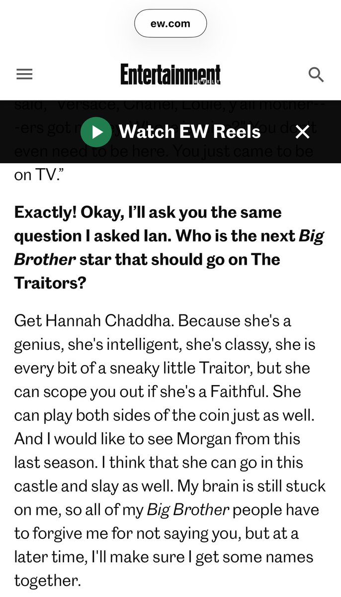 _modelmorg's tweet image. Part of @absolutelytiff exit interview with Entertainment Weekly 🤯💛

Get @hannah_chaddha &amp;amp; me in that castle!! 🏰